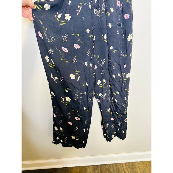 THAKOON COLLECTIVE Black Floral Print Tie Waist Collar Button Front Jumpsuit 10 - Picture 8 of 12